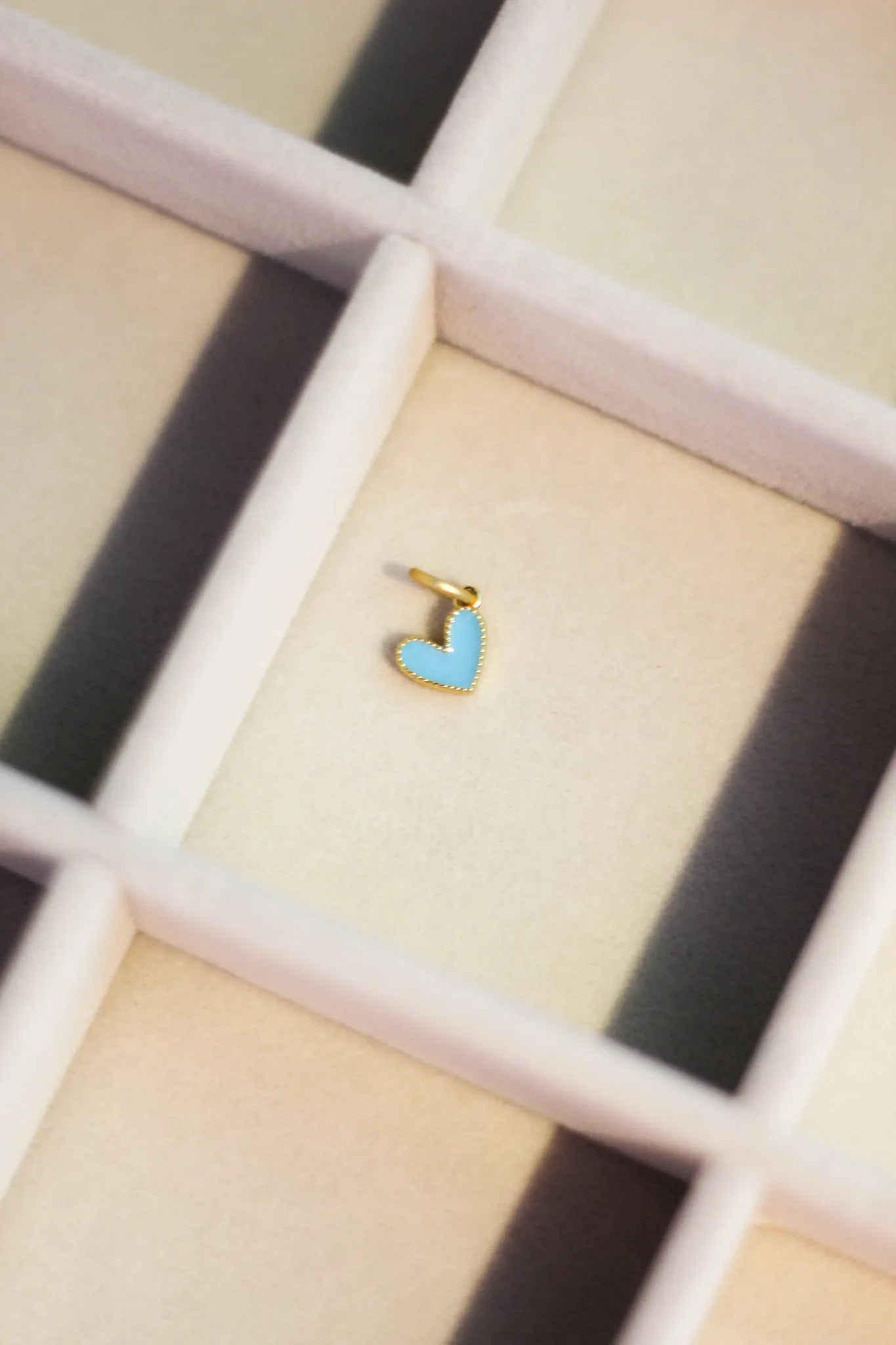 14k Gold Charm Bar- Colored Enamel Heart