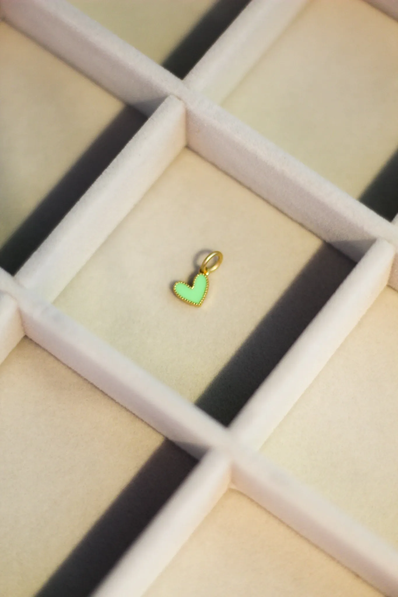 14k Gold Charm Bar- Colored Enamel Heart