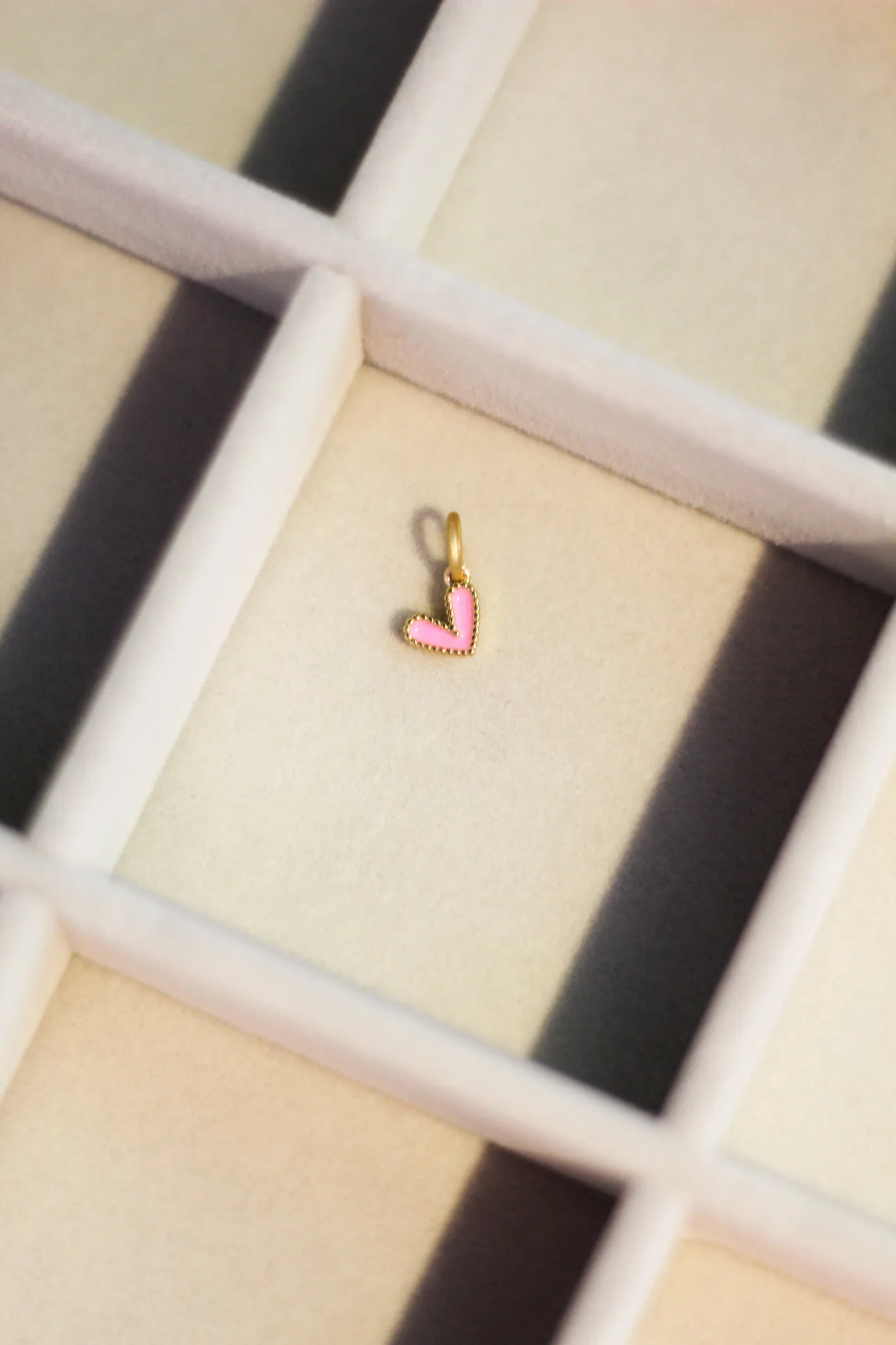 14k Gold Charm Bar- Colored Enamel Heart