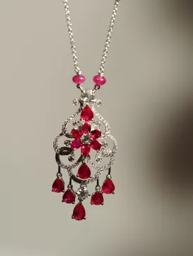 18K White Gold ruby necklace