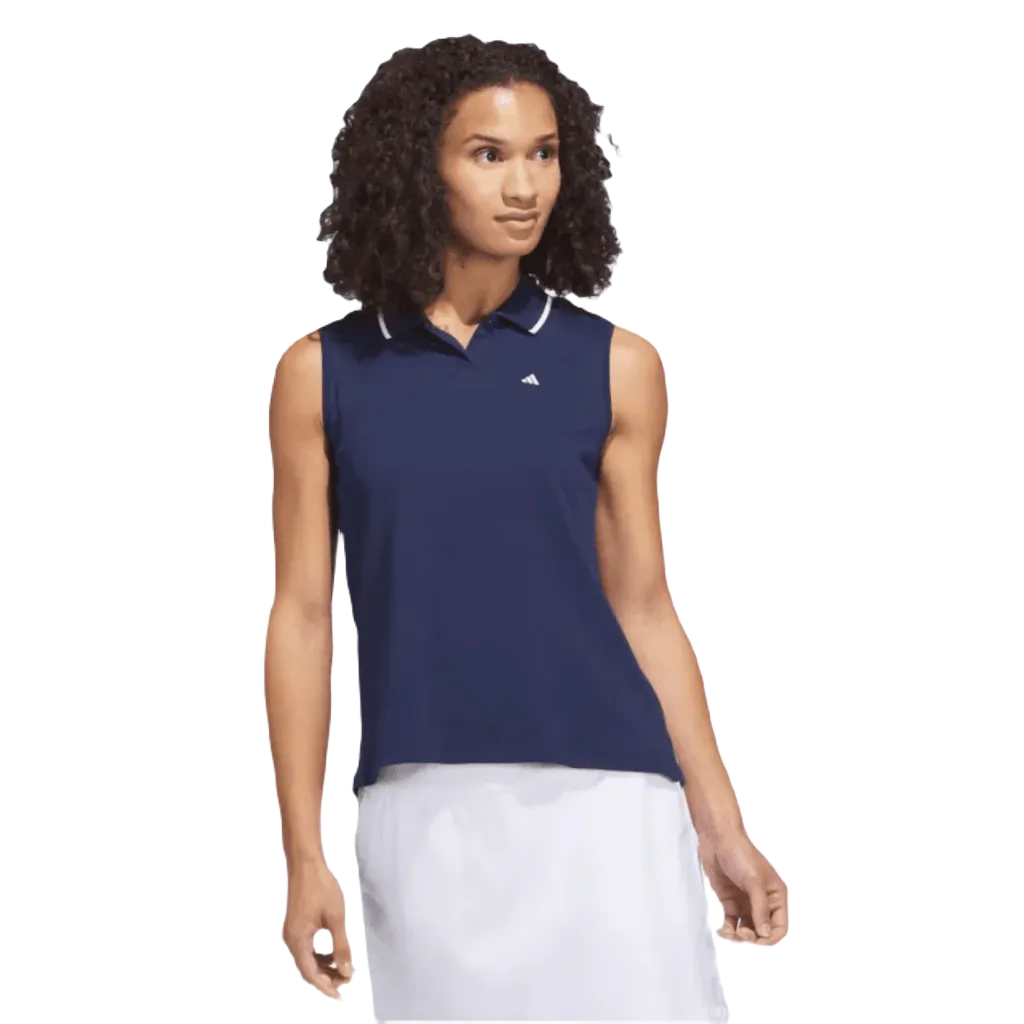 Adidas Ladies Go-To Piqué Sleeveless Golf Polo Shirt - Blue