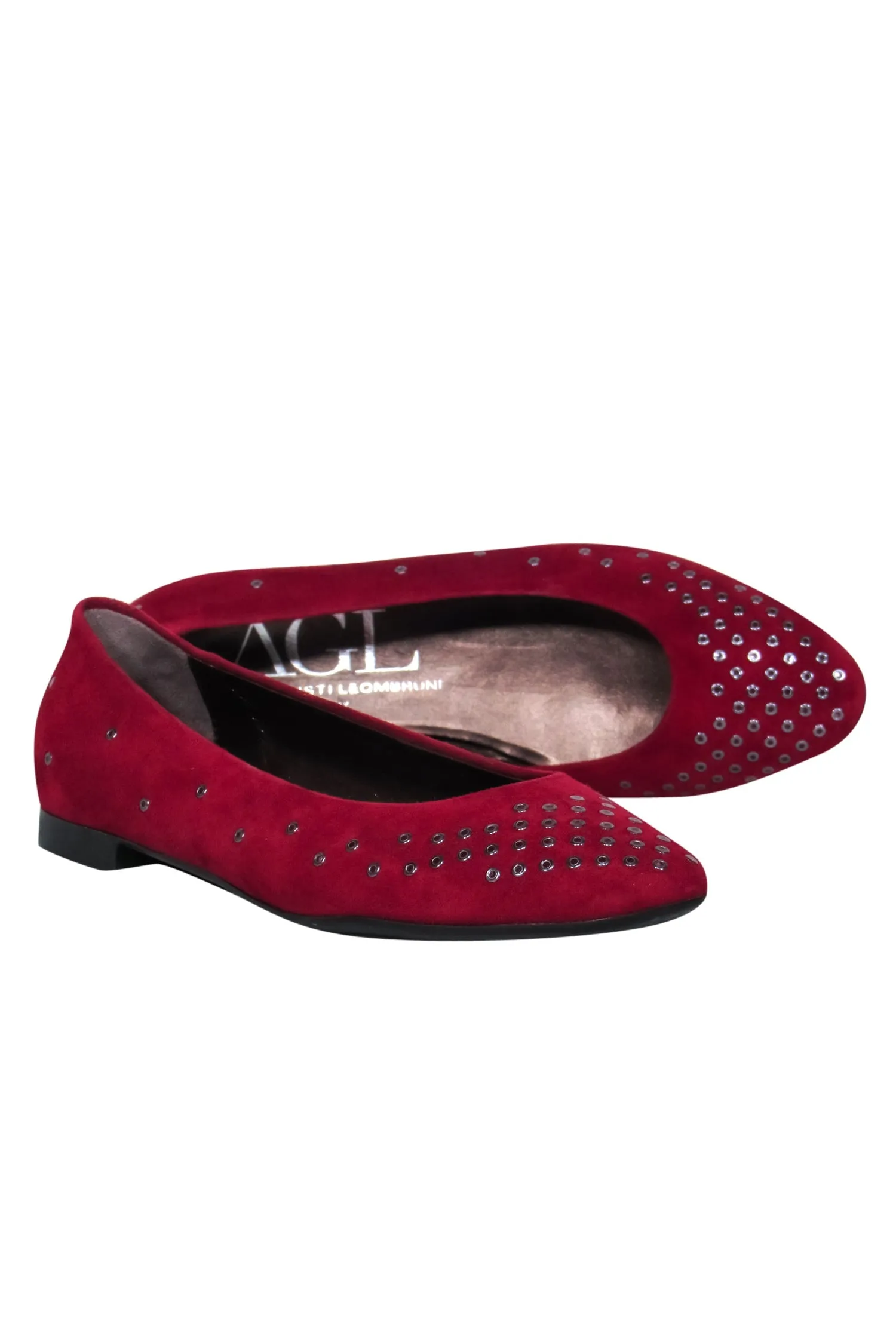 AGL - Dark Red Suede Flats w/ Grommets Sz 8