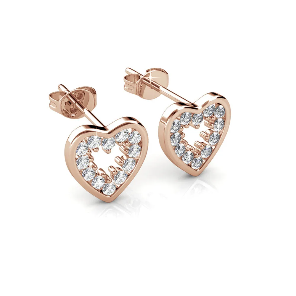 Ainsley 18k White Gold Plated Heart Earrings with Crystals