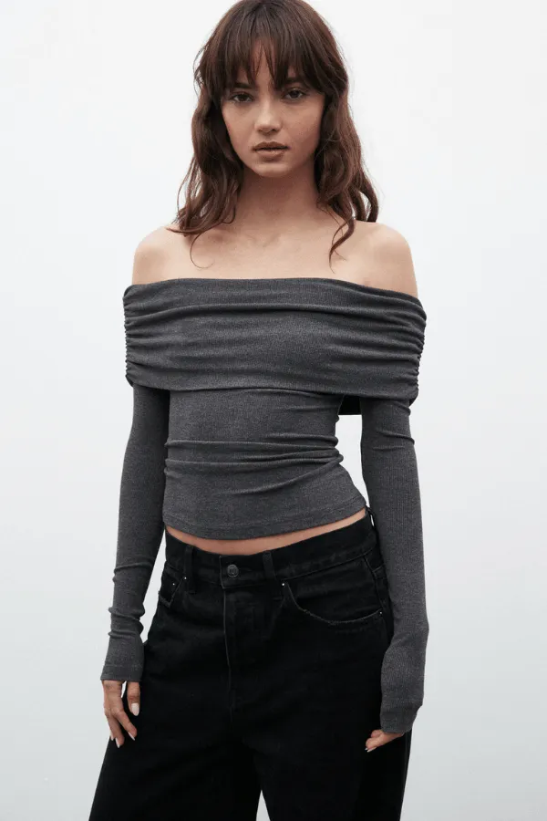 Alessandra Top Dark Heather Grey