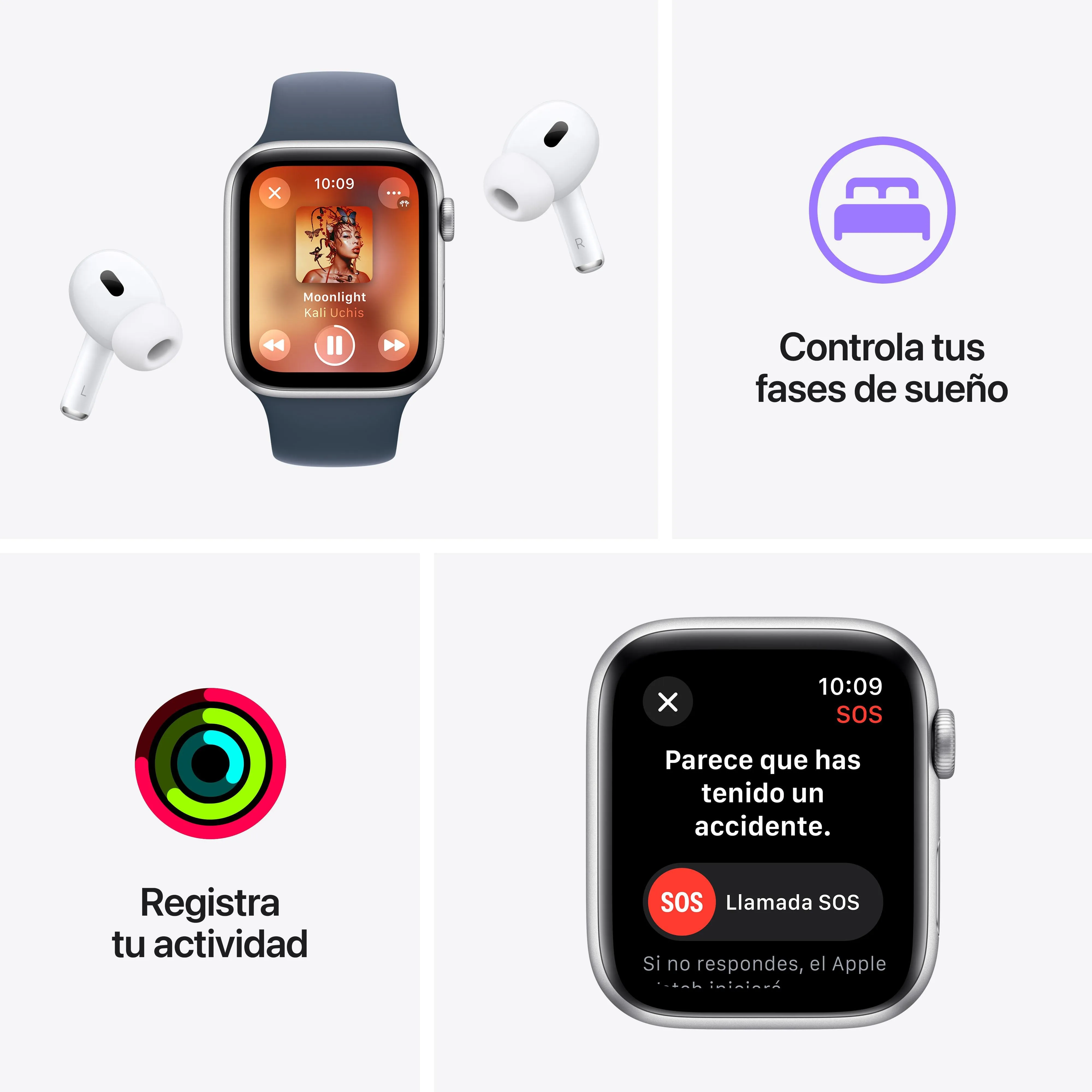 Apple Watch SE (GPS   Cellular) - Caja de aluminio en blanco estrella de 40 mm - Correa deportiva blanco estrella - Talla M/L