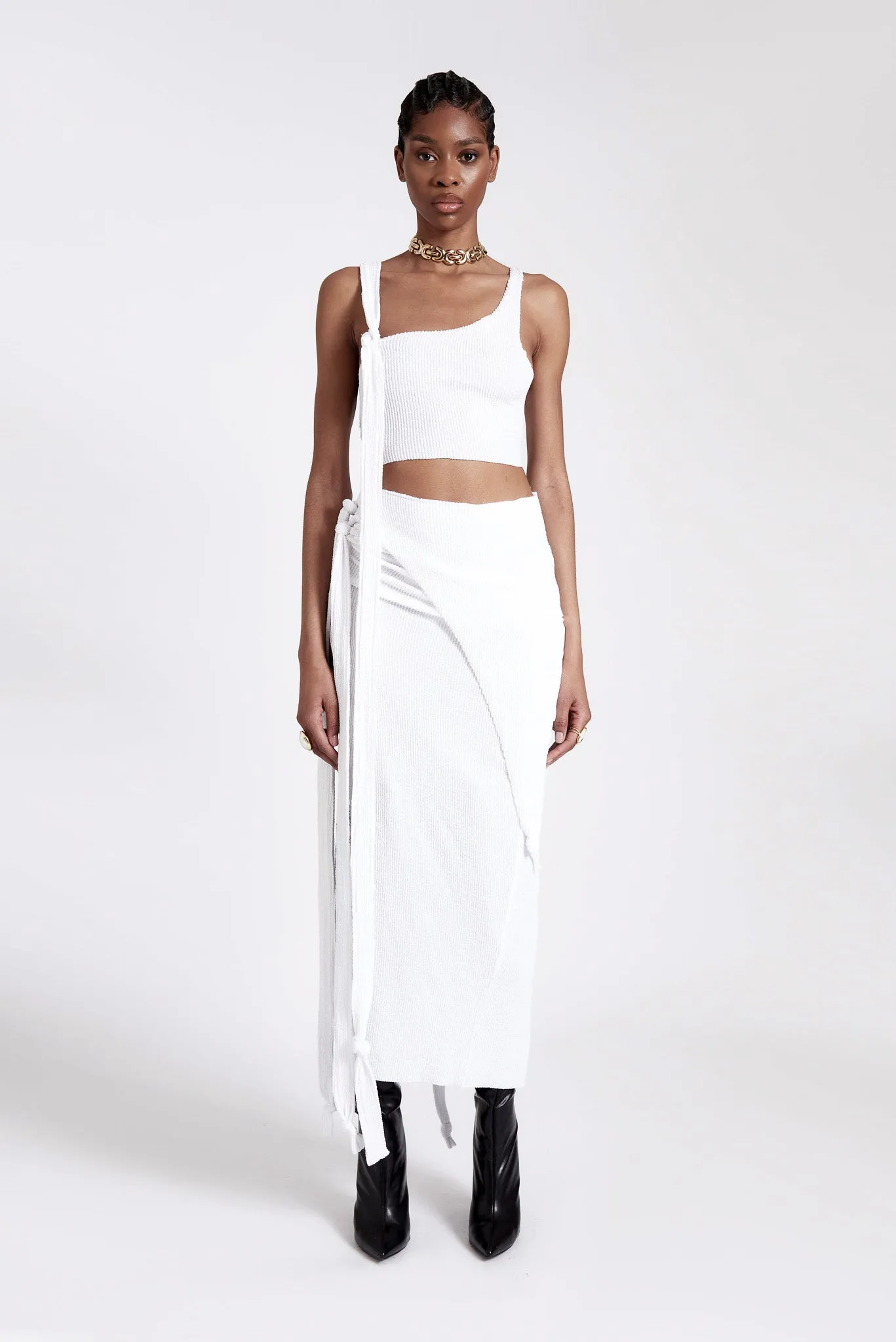 Asymmetric Deconstructed Dress - Yacht White