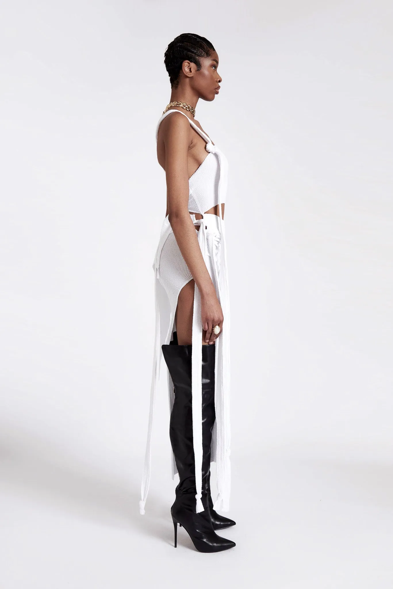 Asymmetric Deconstructed Dress - Yacht White