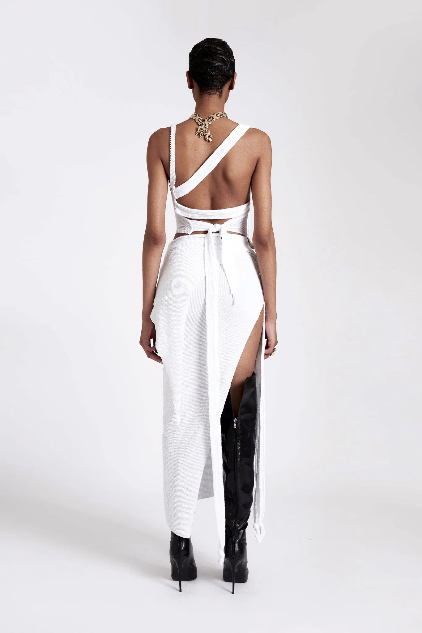 Asymmetric Deconstructed Dress - Yacht White