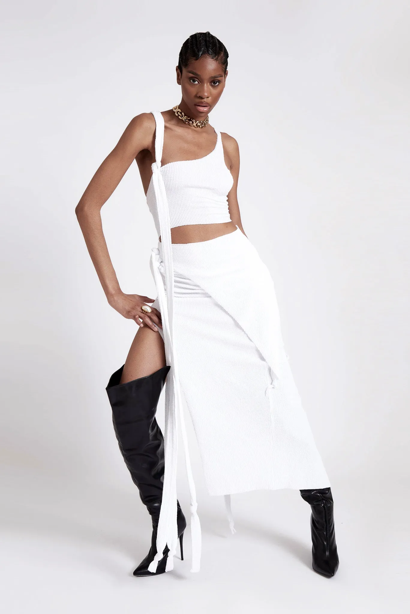 Asymmetric Deconstructed Dress - Yacht White