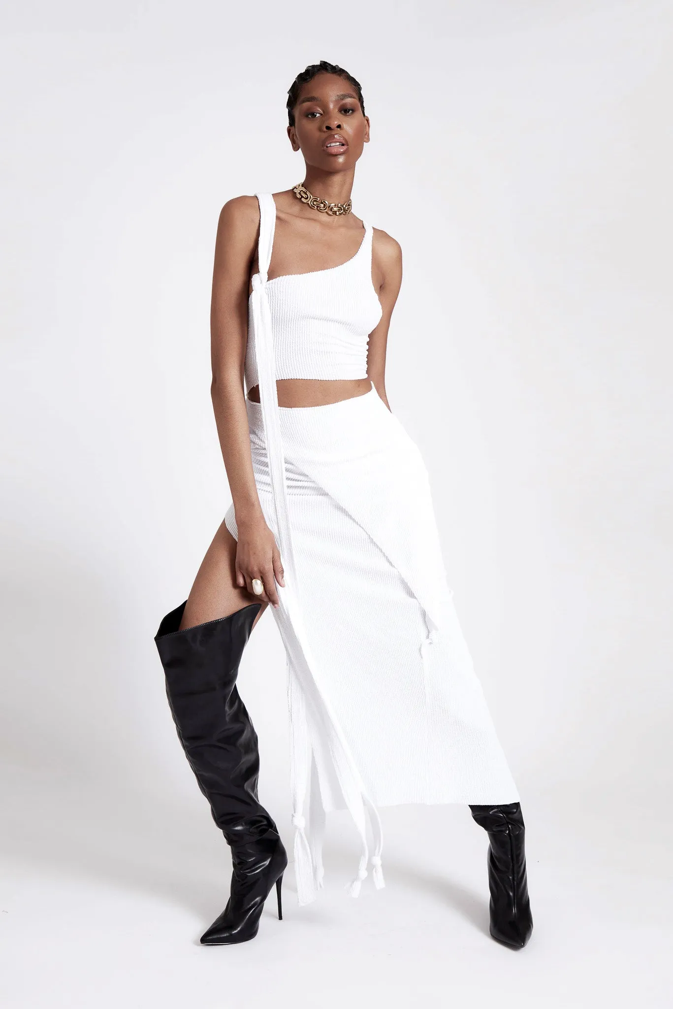 Asymmetric Deconstructed Dress - Yacht White