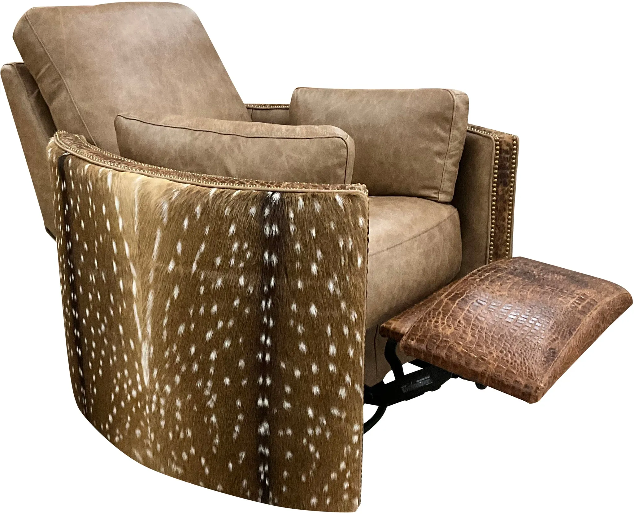 Axis Camel Leather Western Swivel Glider Recliner