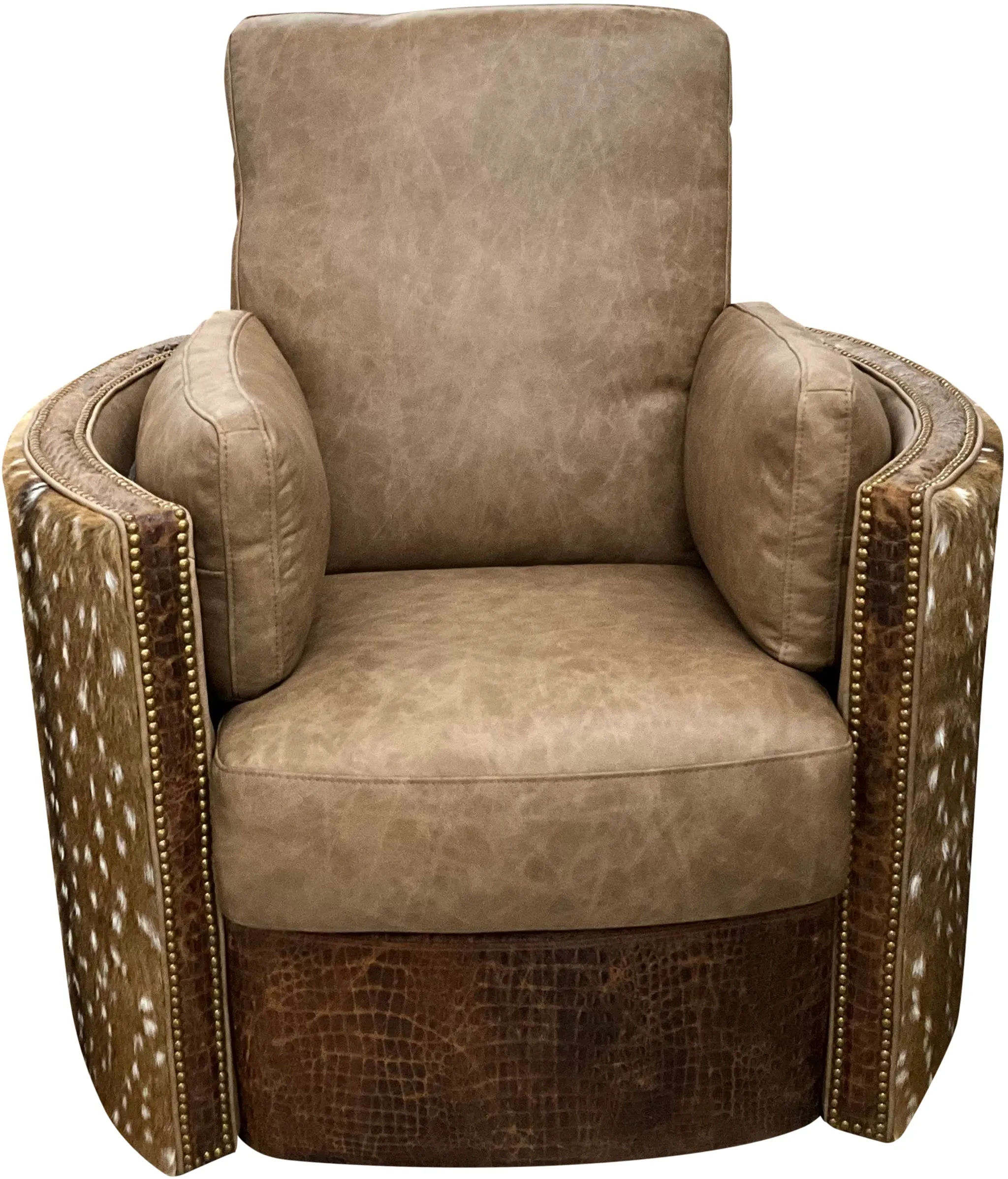 Axis Camel Leather Western Swivel Glider Recliner