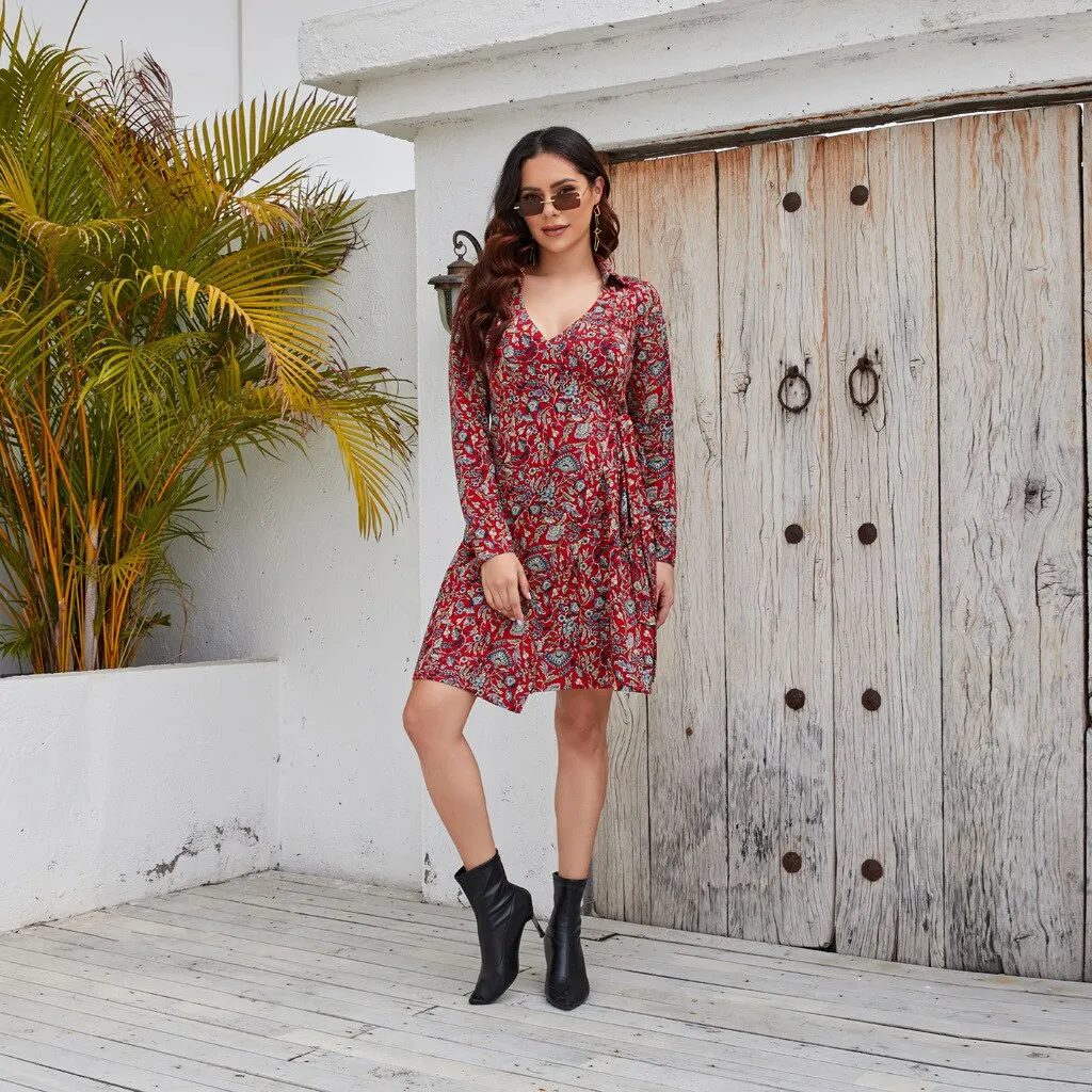 Casual High Waist Floral Dress