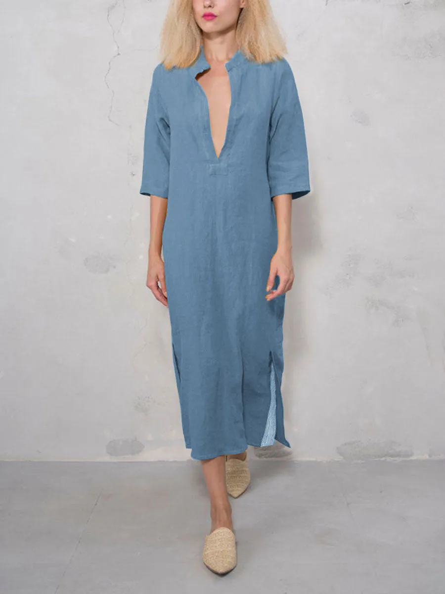 Casual Loose Soft Cotton And Linen Dress