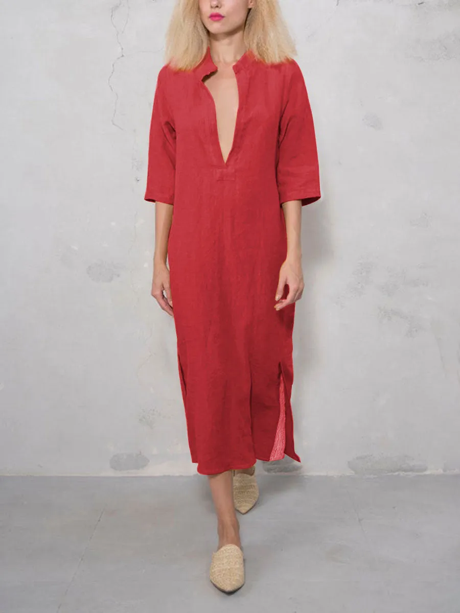 Casual Loose Soft Cotton And Linen Dress