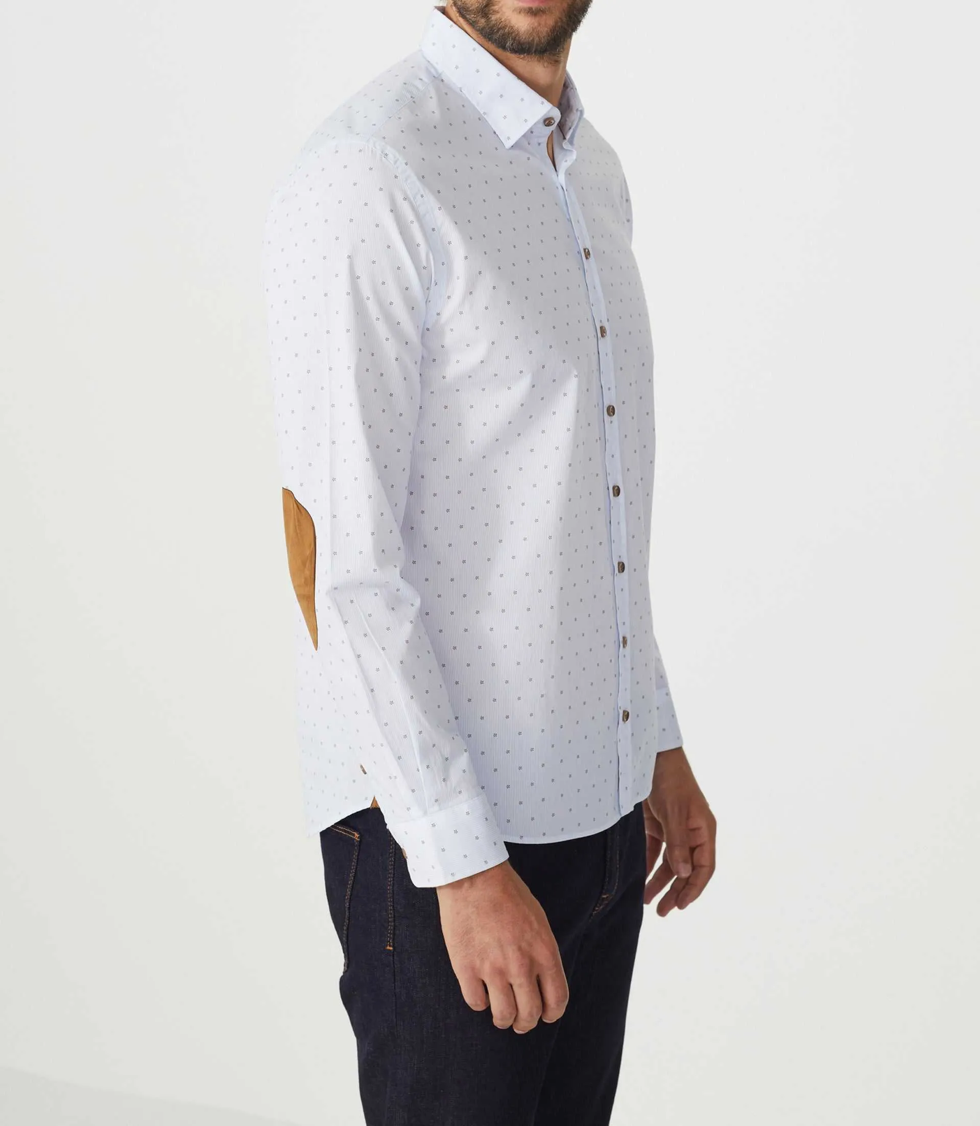 Chemise casual blanc-camel "Aissam"