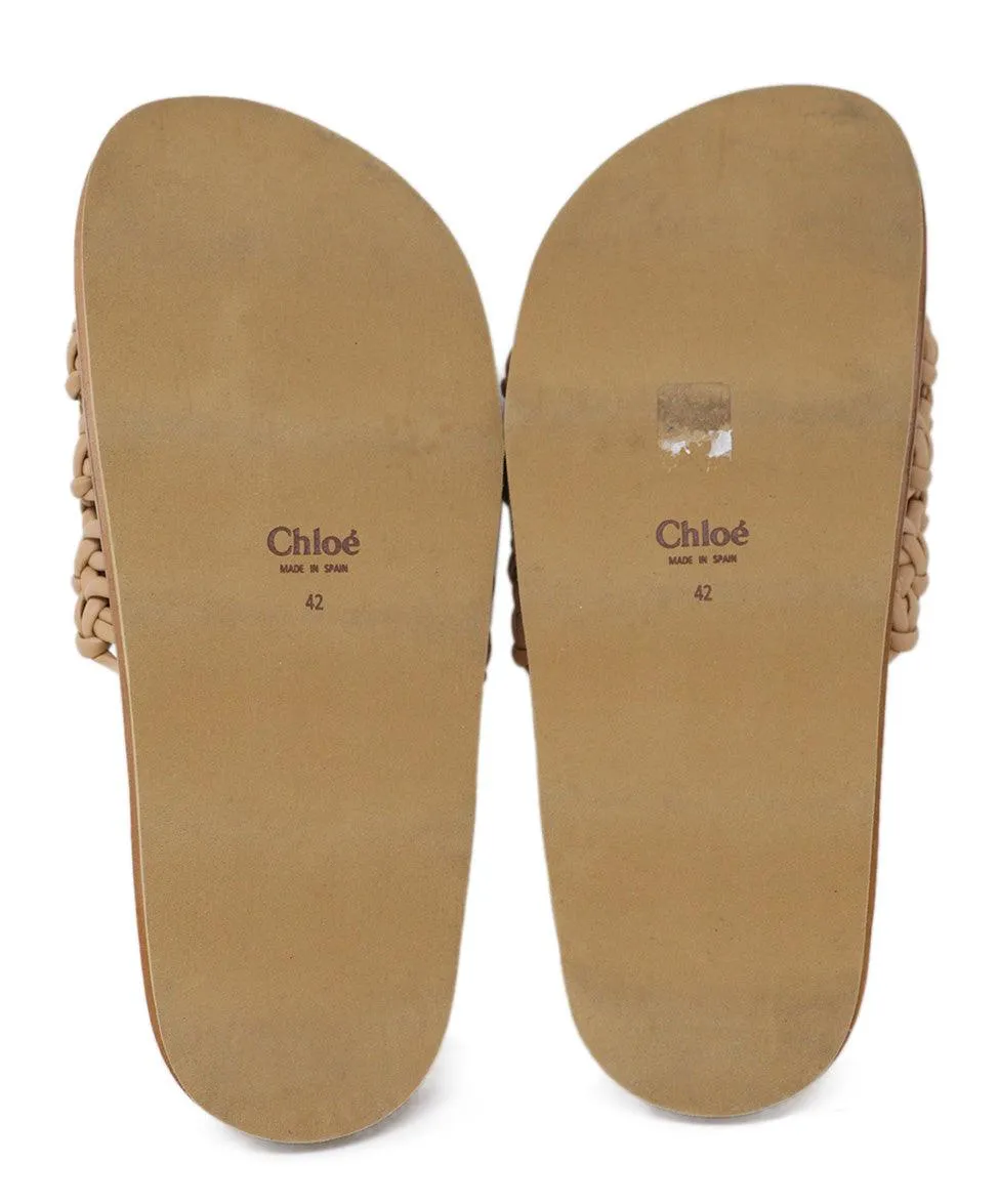 Chloe Nude Leather Slides sz 12