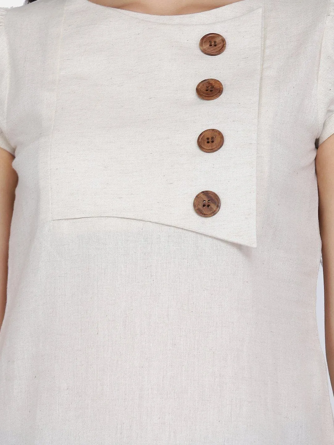 Cotton Flap Detail Top - Beige