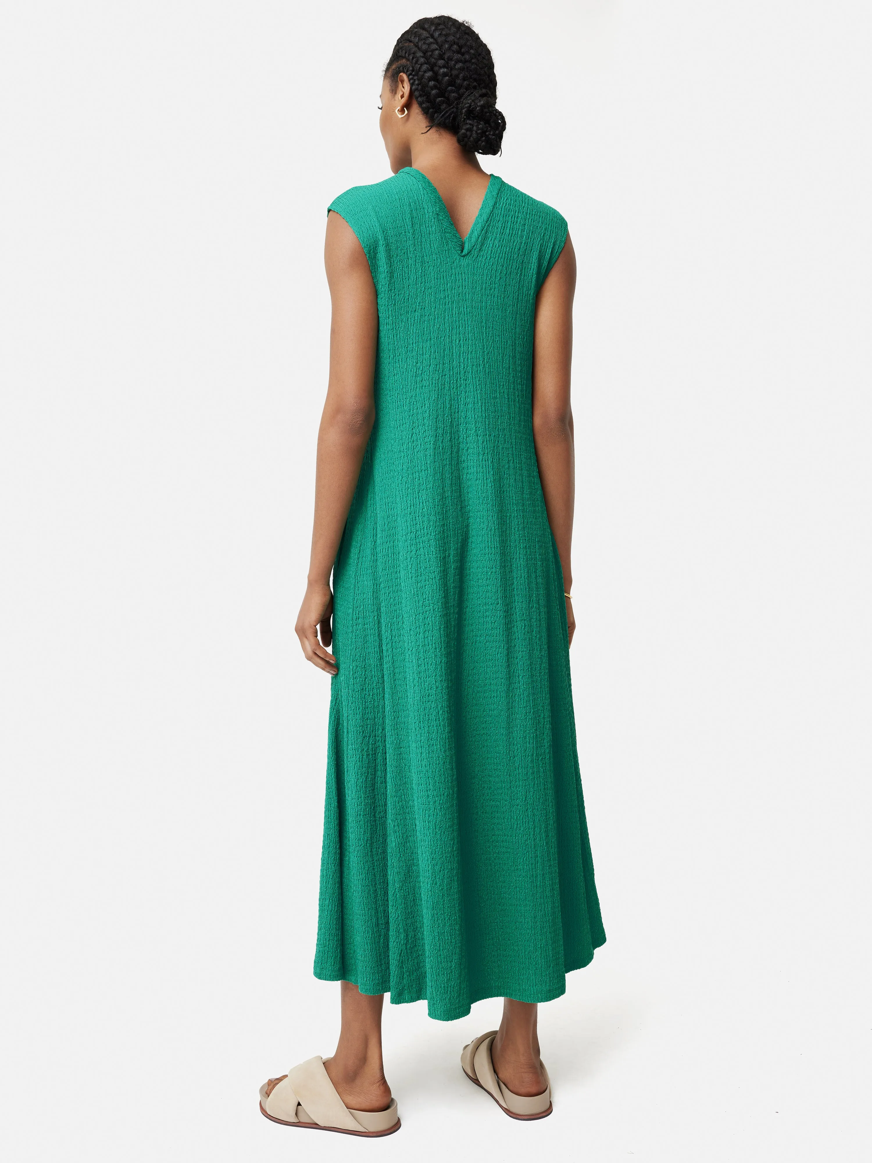 Crinkle T-shirt Jersey Dress | Green