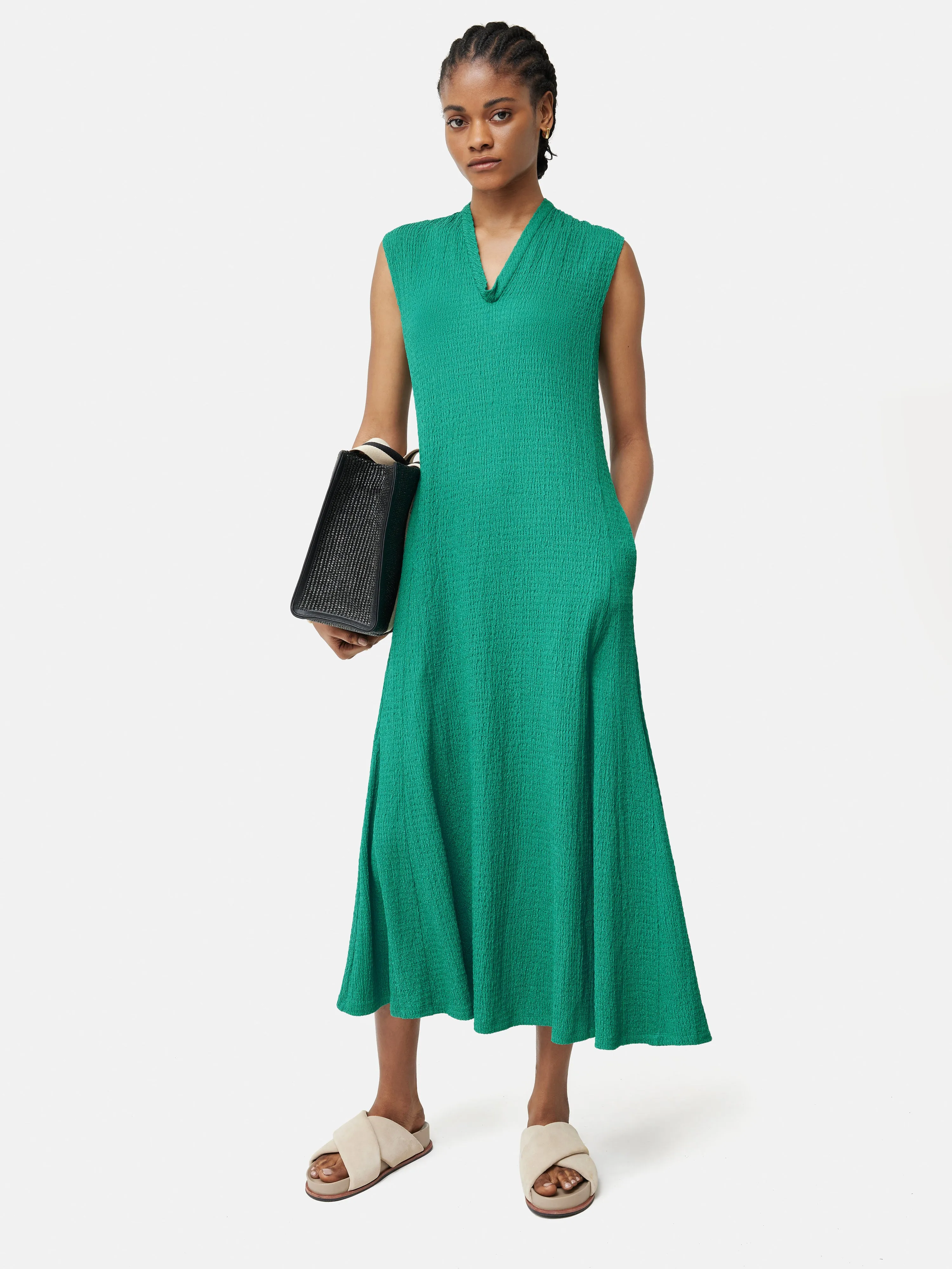 Crinkle T-shirt Jersey Dress | Green