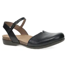 Dansko Women's Rowan Closed Toe Sandal in Black Waxy Leather