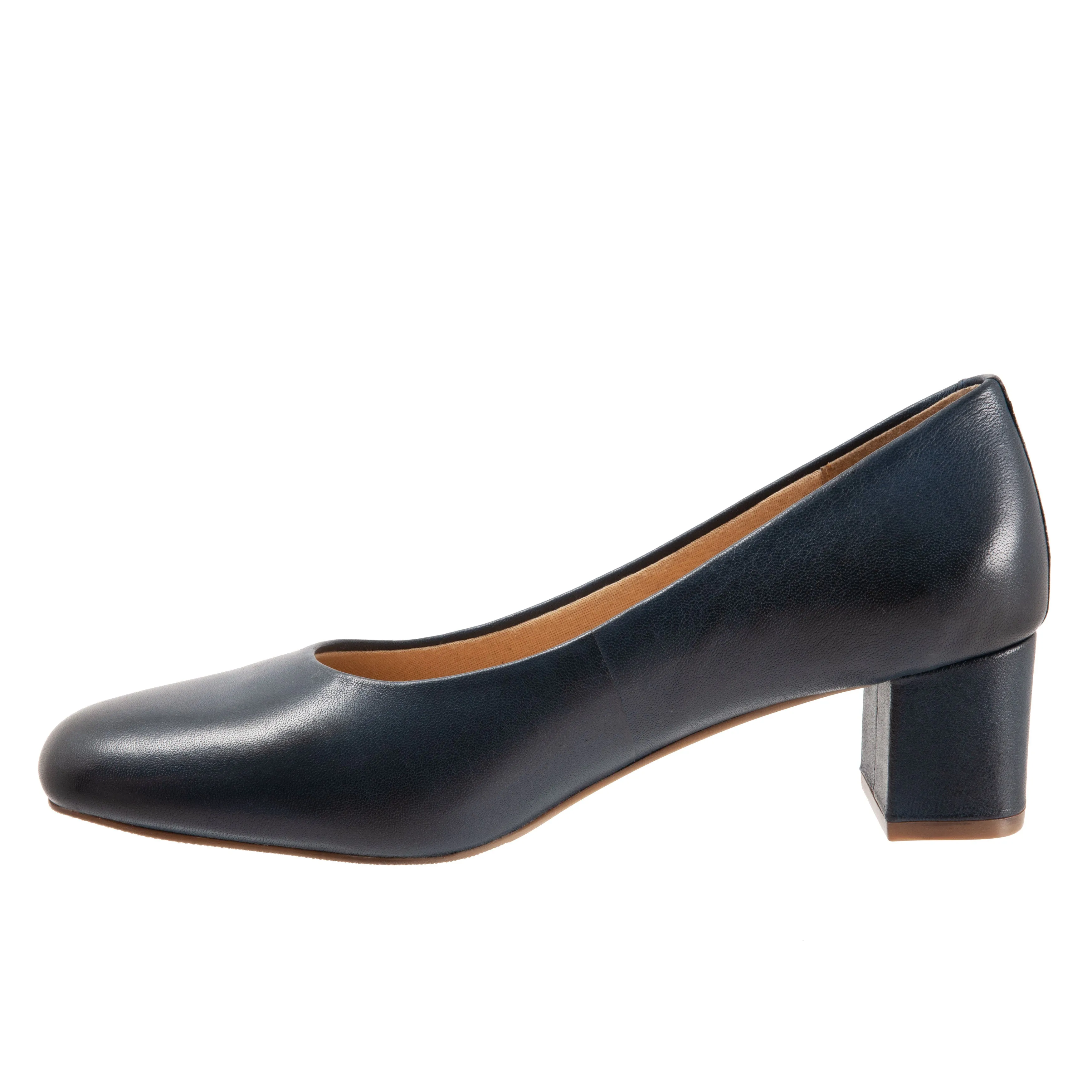 Daria Navy Leather Mid Block Heel