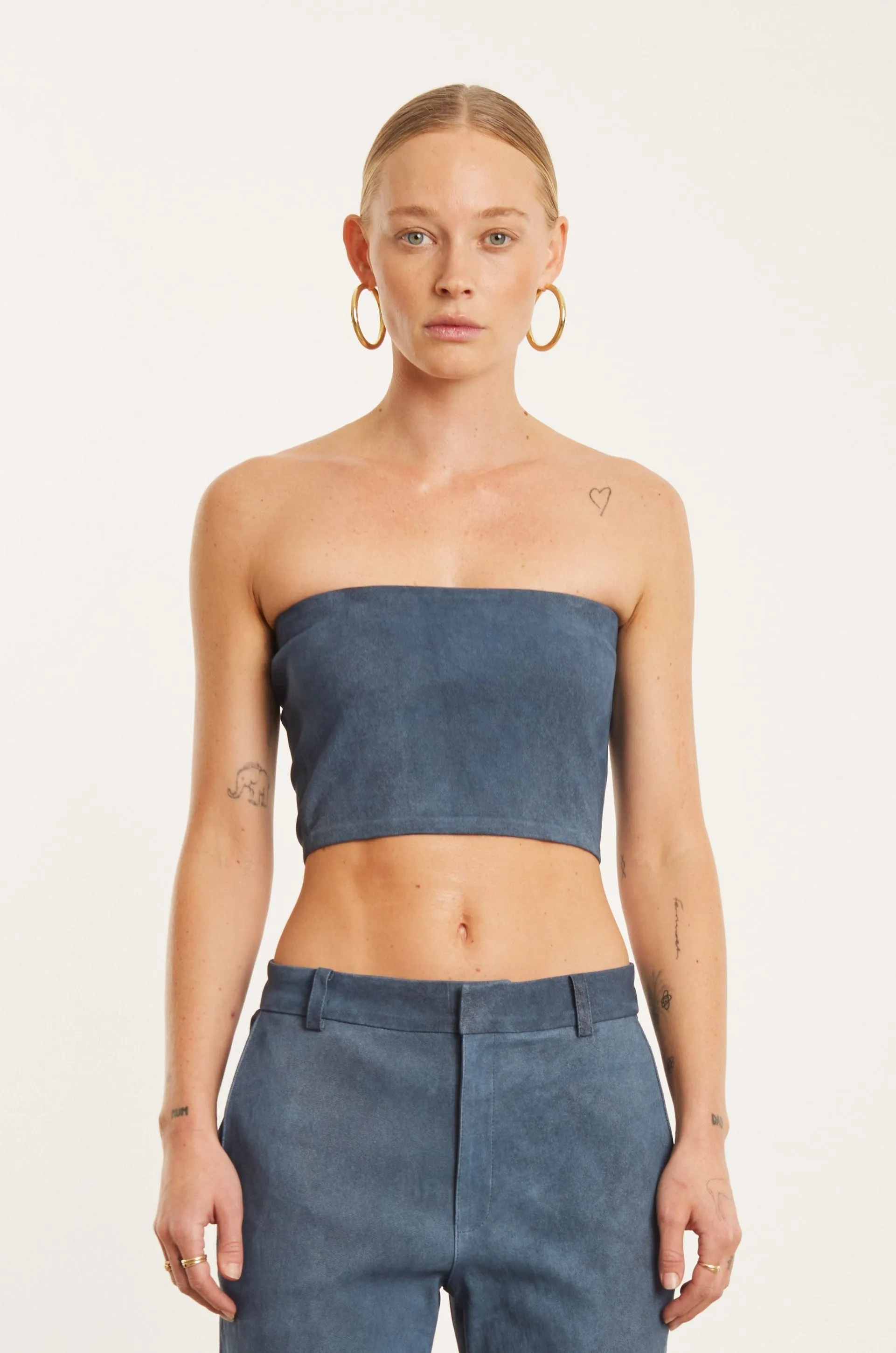 Denim Suede Micro Tube Top