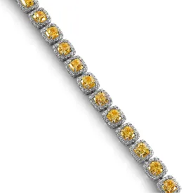 Fancy Yellow Cushion Diamond Bracelet with Halo, 23.40 CT