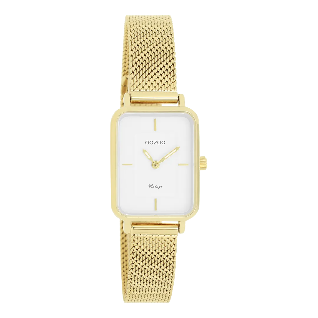 Gold coloured OOZOO watch with gold coloured metal mesh bracelet - C20352