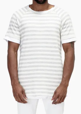 Konus Men's Layered SS French Terry Tee in Natural Stripe