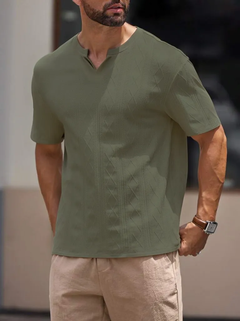 Korean Texture V Neck Casual Shirt