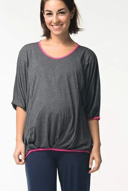 Madge Zip Maternity Top Grey