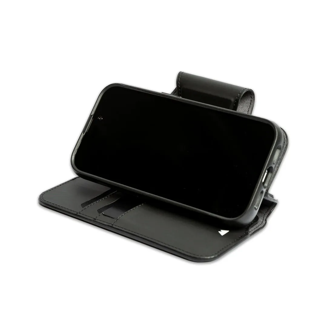 MagSafe® Compatible Black Flip Wallet with Stand