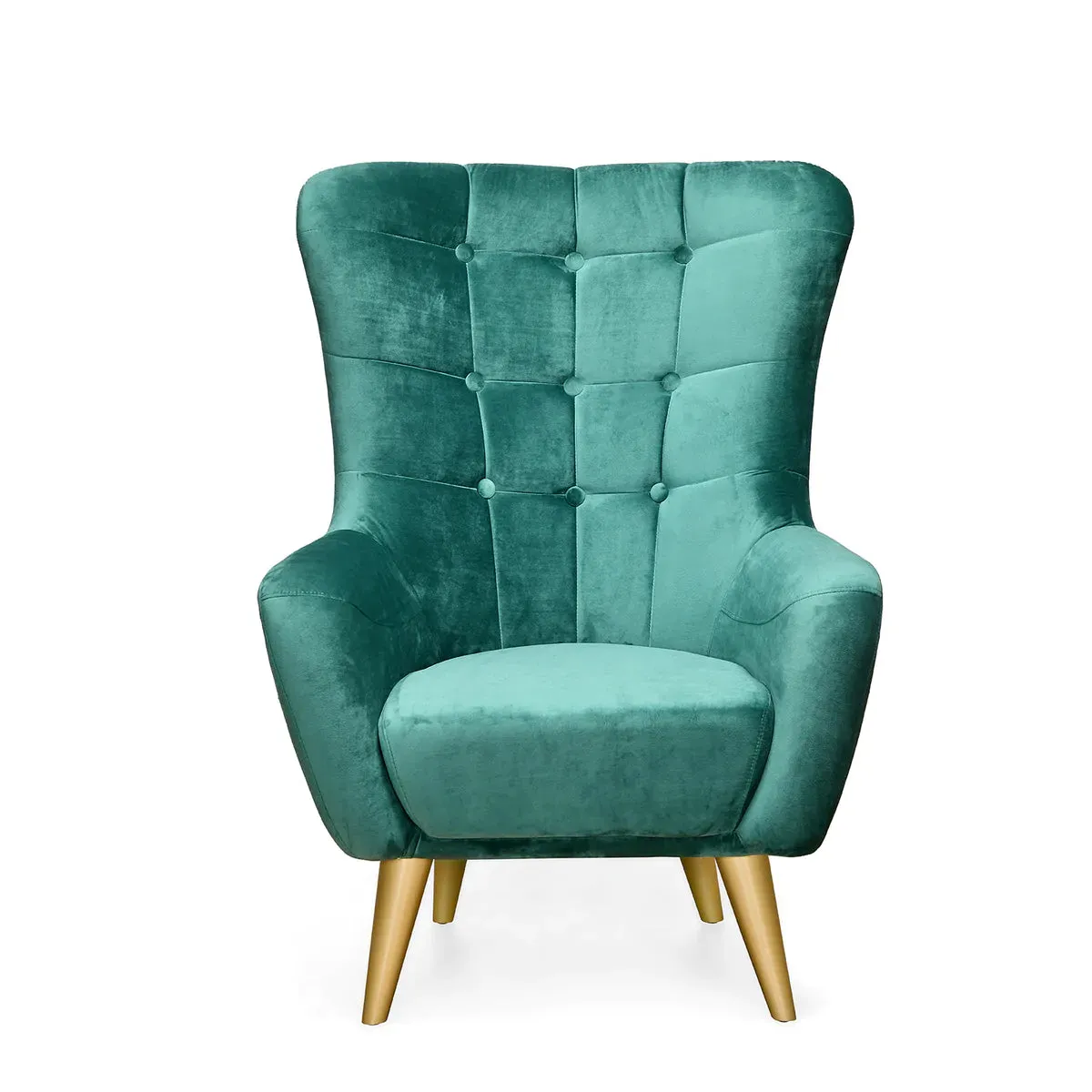 Nano Button-Tufted Wingback Chair In Green