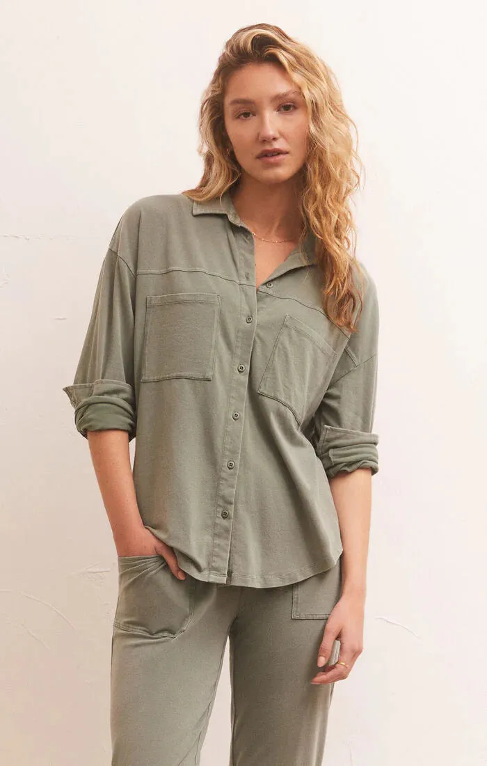 Niccola Button Up Top | Evergreen