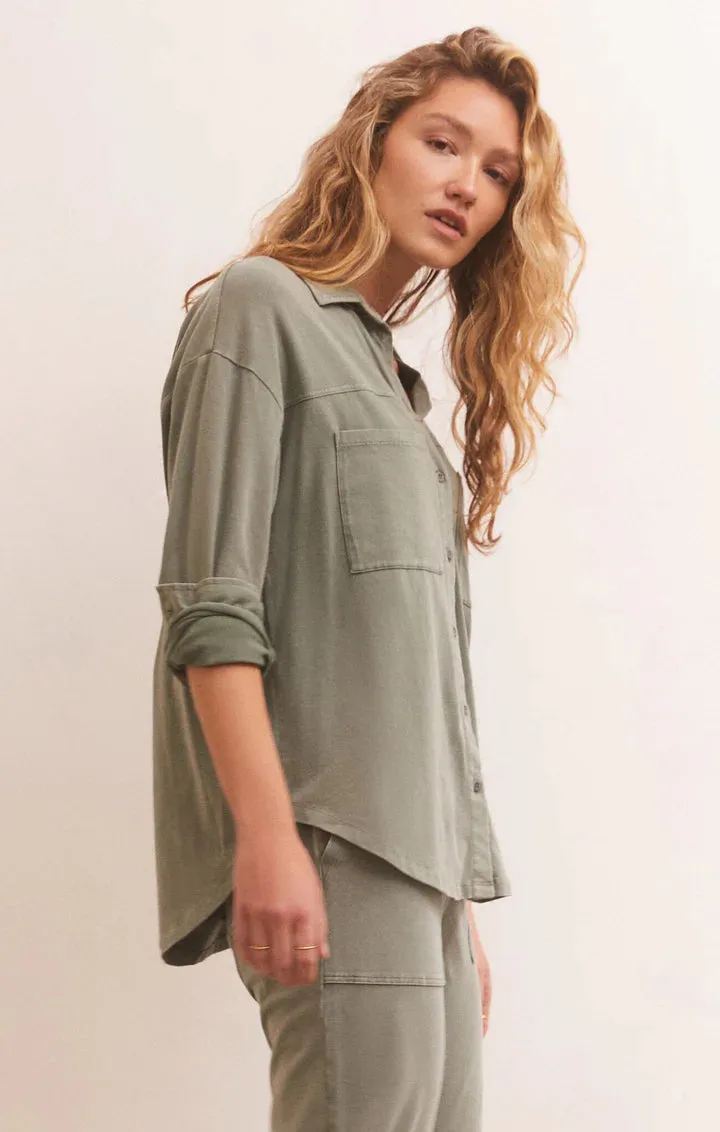 Niccola Button Up Top | Evergreen