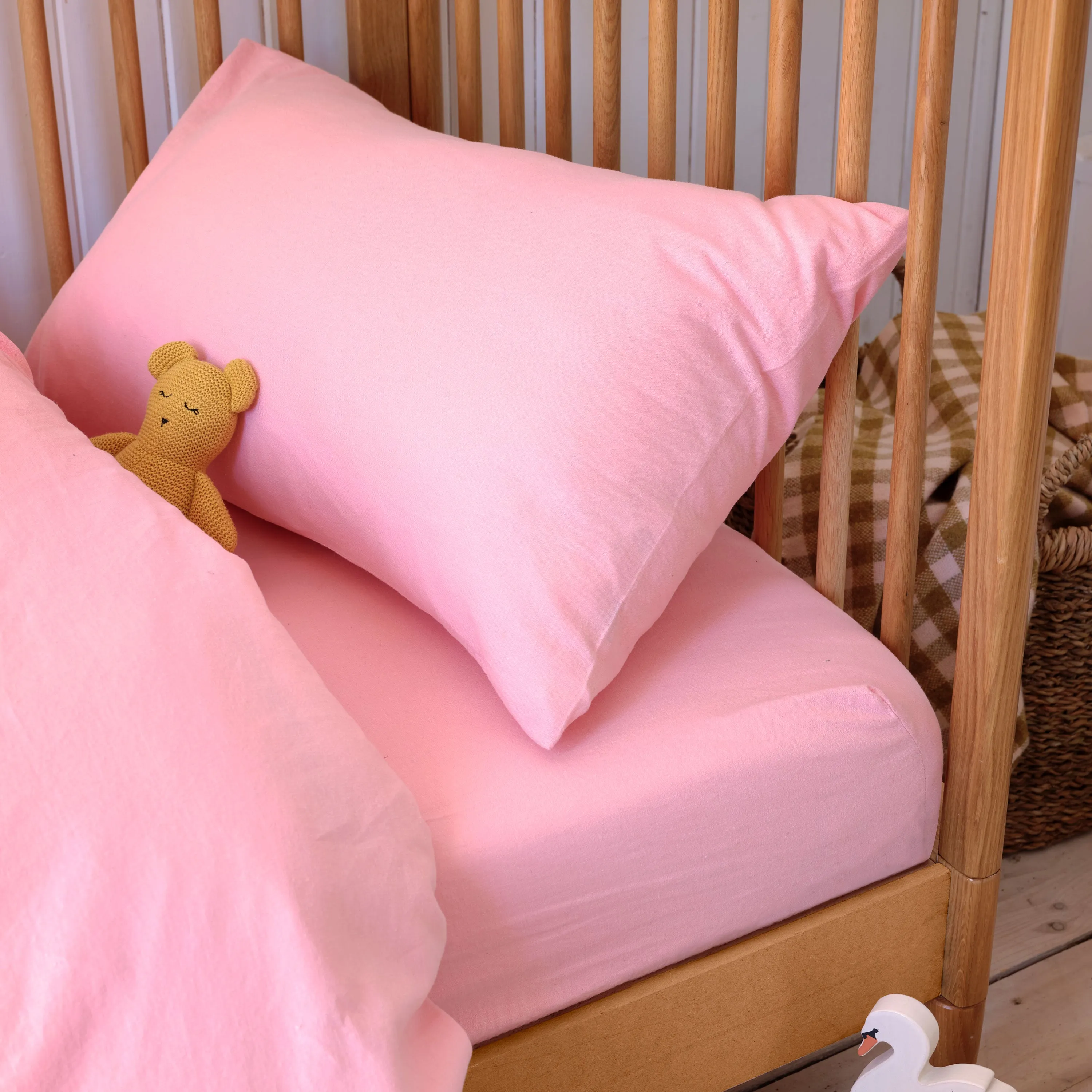 Pink Bloom Kids Linen Blend Fitted Sheet