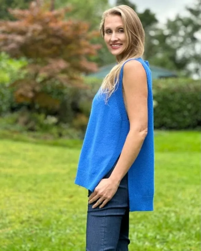 Round Neck Sleeveless Jumper - Cobalt Blue