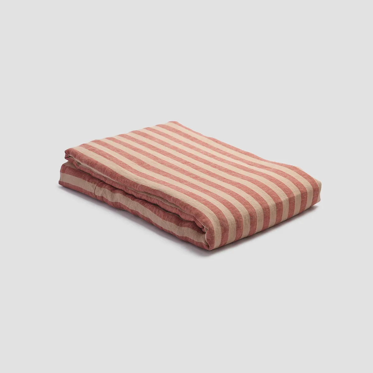 Sandstone Red Pembroke Stripe Linen Blend Flat Sheet