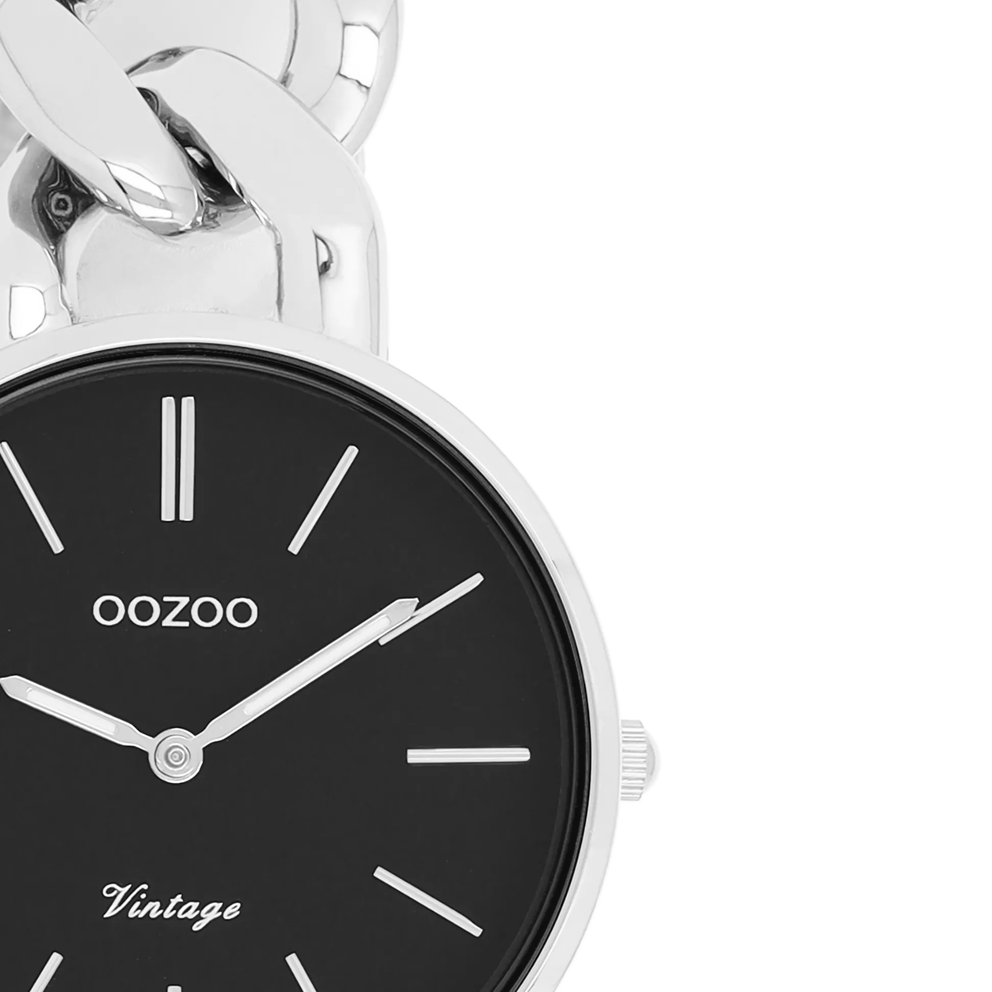 Silver coloured OOZOO watch with silver coloured chunky chain bracelet - C20356