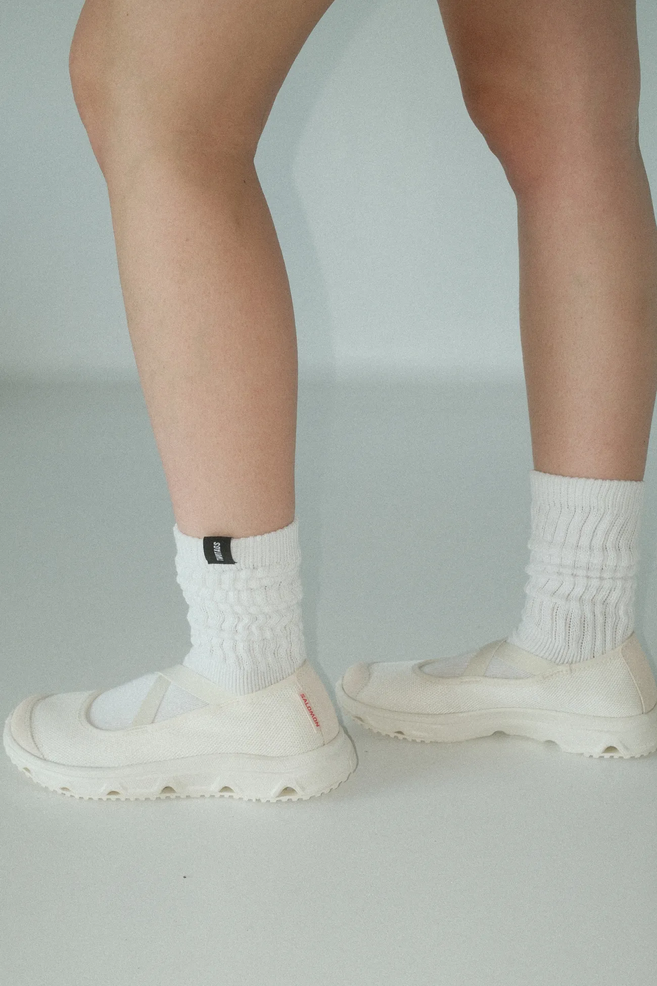 Slouchy Ribbed Socks - White