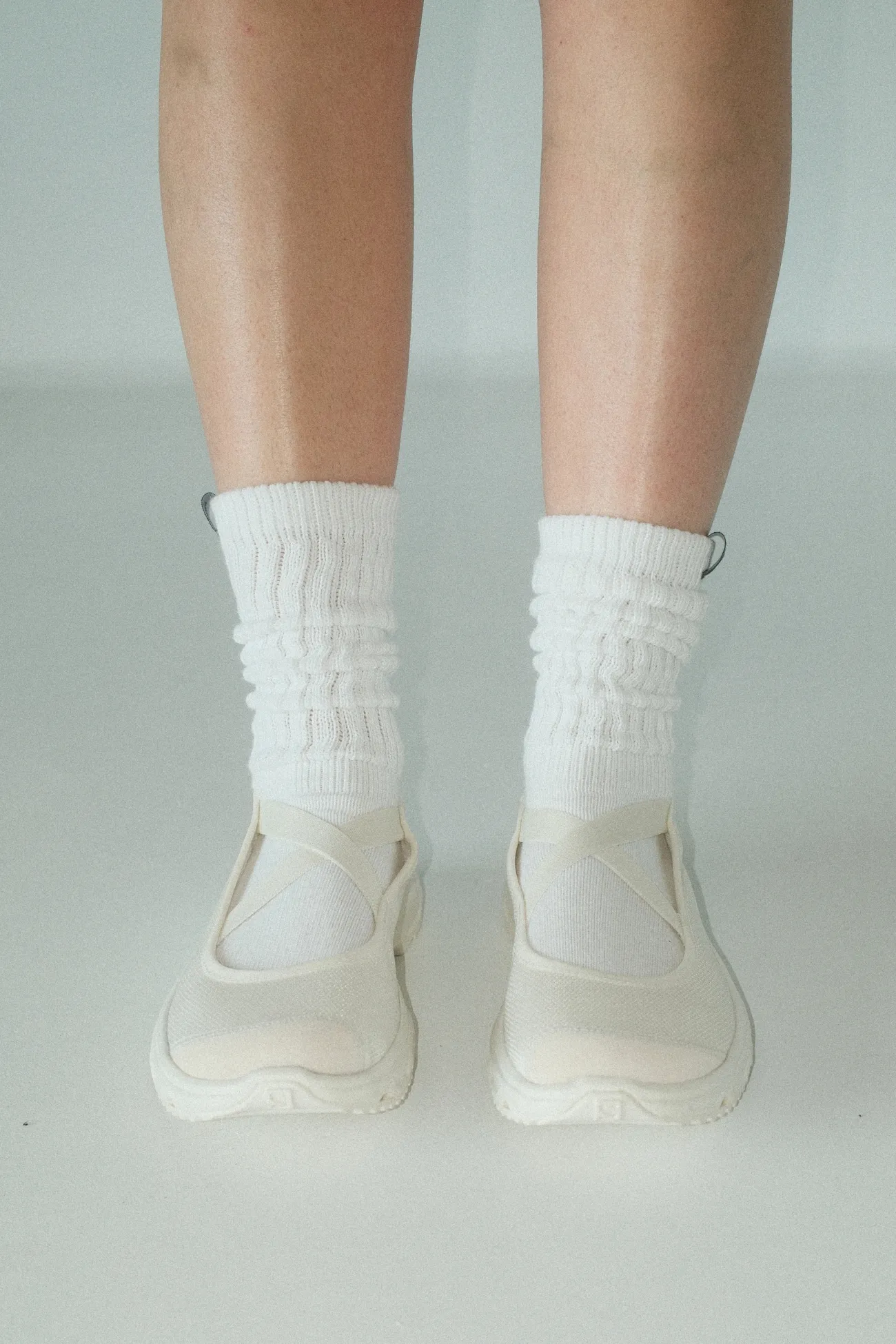 Slouchy Ribbed Socks - White