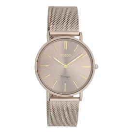 Taupe OOZOO watch with taupe metal mesh bracelet - C20337