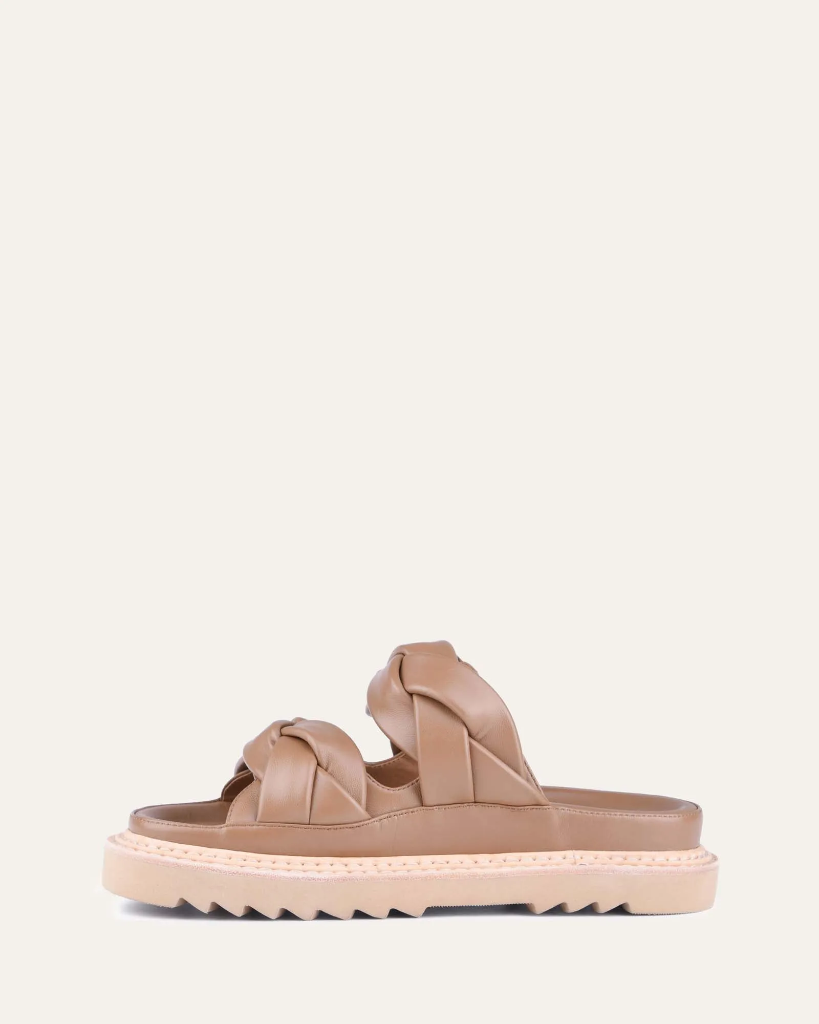 VENUS FLAT SLIDES TAN LEATHER