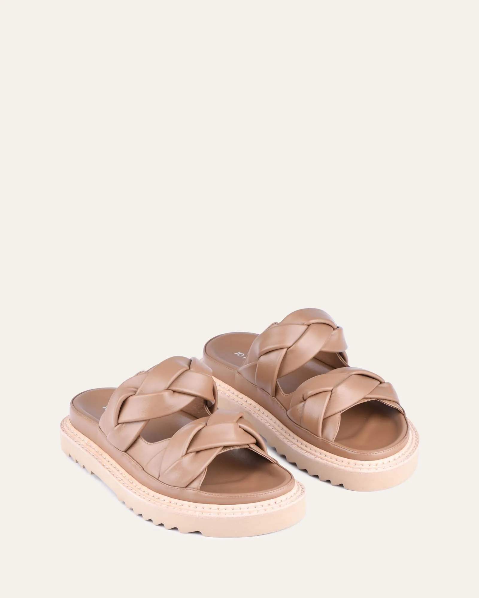 VENUS FLAT SLIDES TAN LEATHER