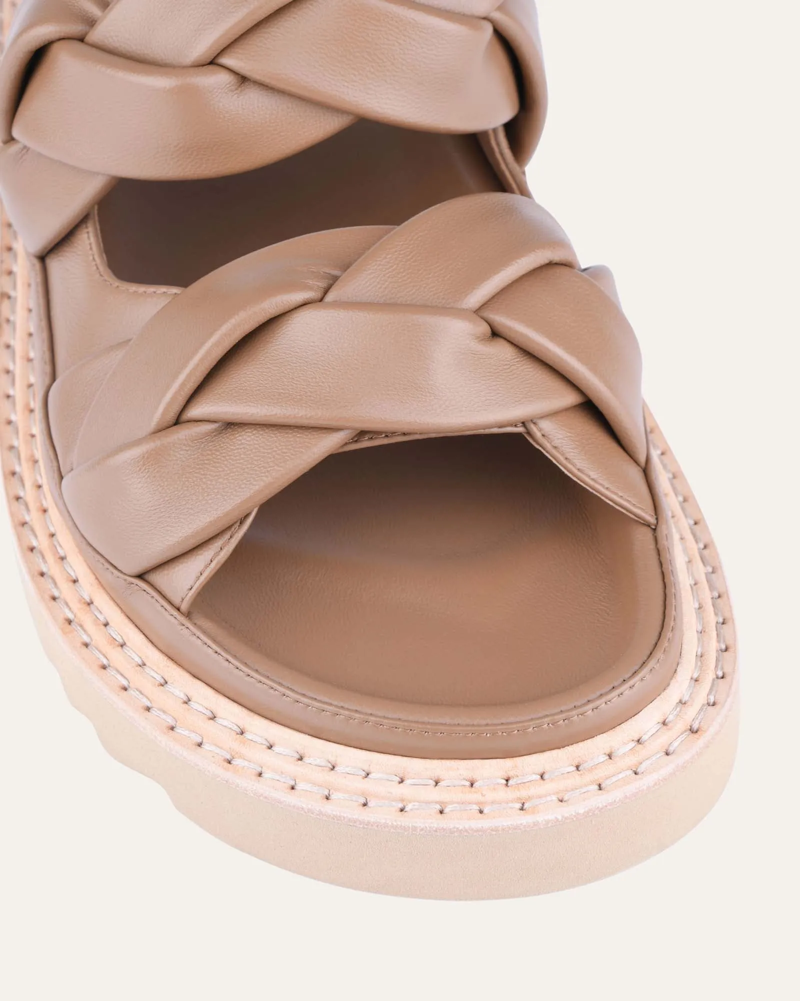 VENUS FLAT SLIDES TAN LEATHER