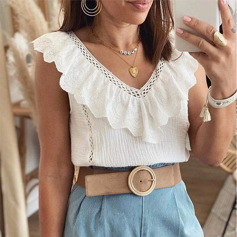 Victoria White Ruffle Top