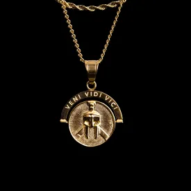 Warrior 'Veni Vidi Vici' - Double Sided Pendant ( Gold )