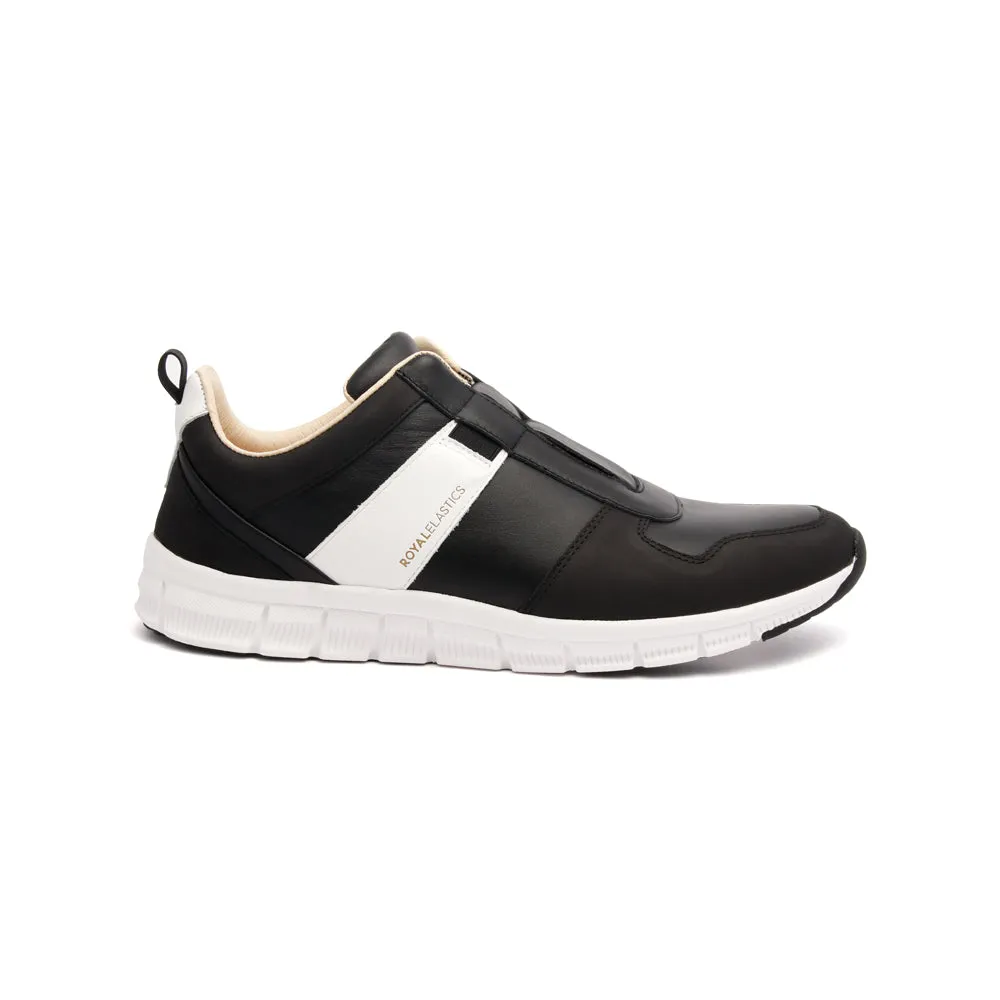 Women's Rider Black White Leather Sneakers 91183-990